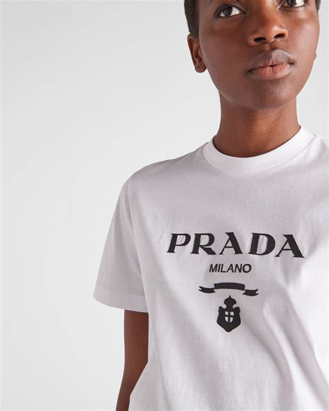 prada logo t shirt women& 39|prada polo tee price.